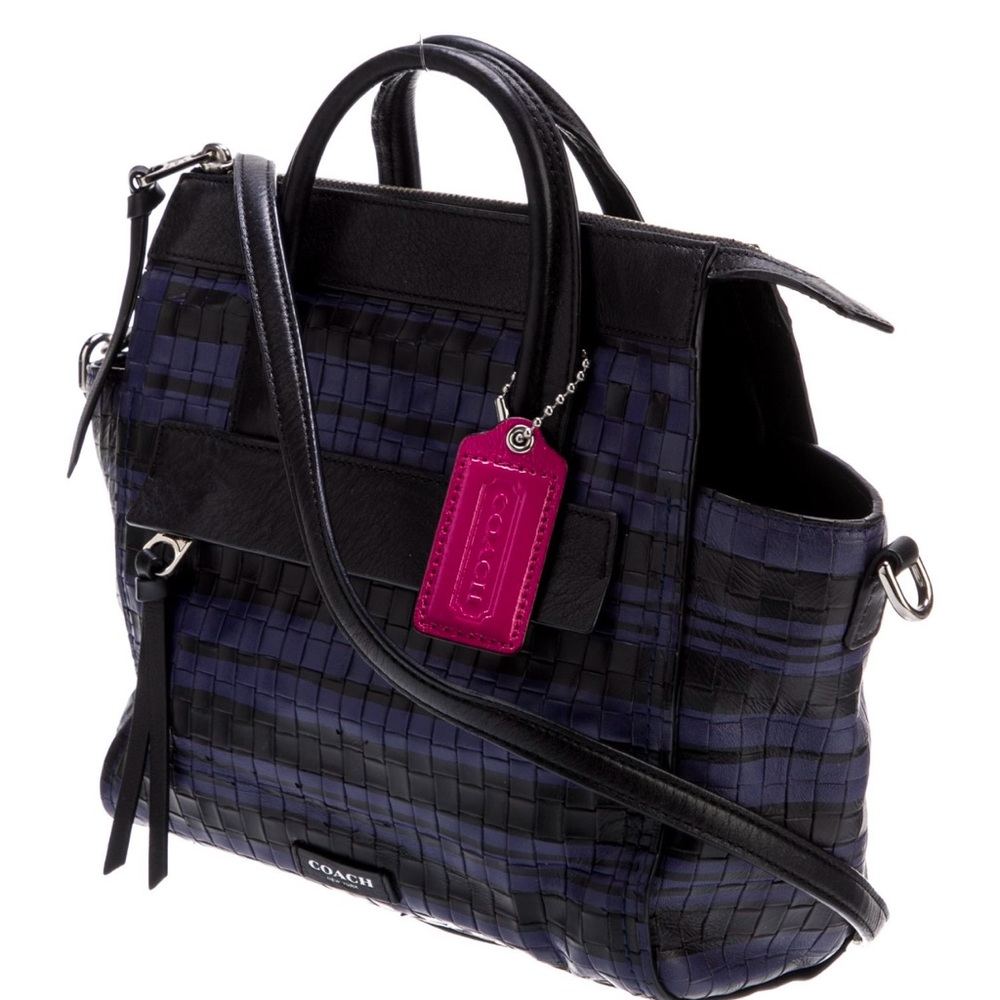 Coach Bleecker Embossed Woven Two Tone Leather Mini Riley two way satchel xbody